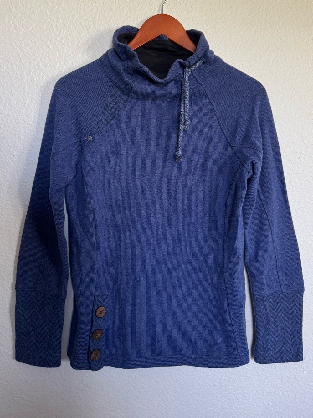 Prana Warm Wool Blue Pullover Lounge Sweater Top S